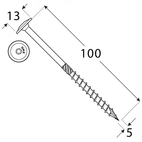 wkręty ciesielskie 5x100 torx z łbem talerzowym