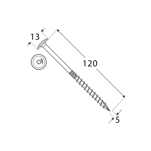 wkręty ciesielskie 5x120 torx z łbem talerzowym