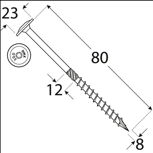Wkręty ciesielskie 8x80 Torx z łbem talerzowym