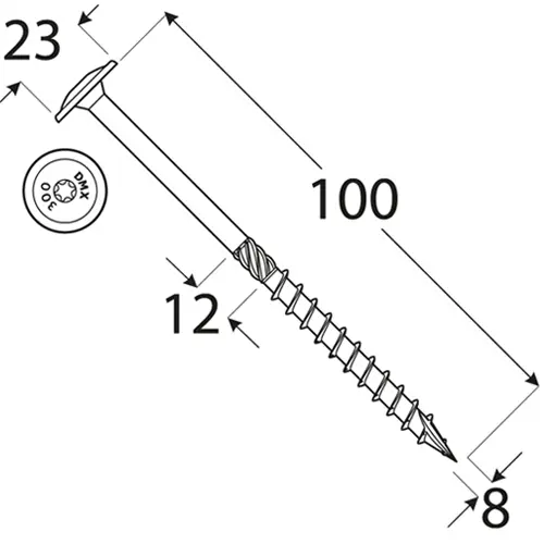 Wkręty ciesielskie 8x100 Torx z łbem talerzowym
