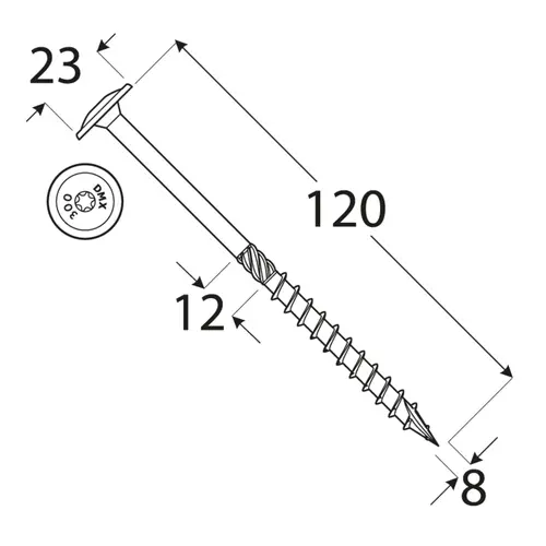 Wkręty ciesielskie 8x120 Torx z łbem talerzowym