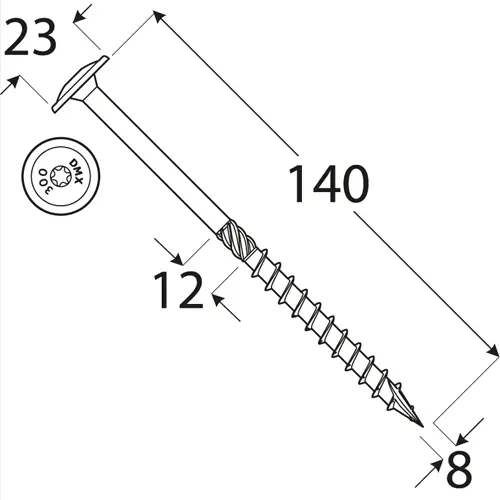 Wkręty ciesielskie 8x140 Torx z łbem talerzowym