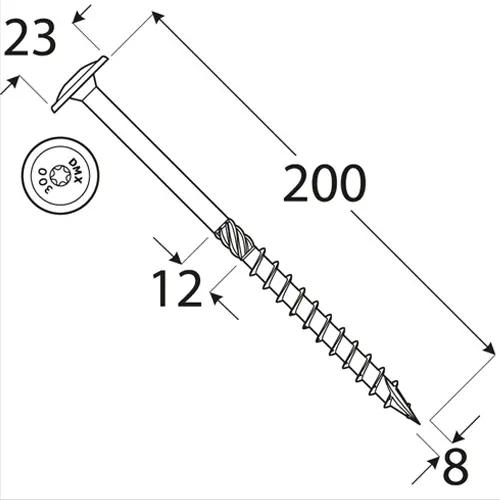 Wkręty ciesielskie 8x200 Torx z łbem talerzowym